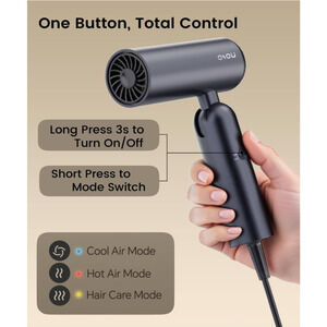 OSOU Ionic Travel Hair Dryer, High-Speed Foldable Blow Dryer Space Grey NEW